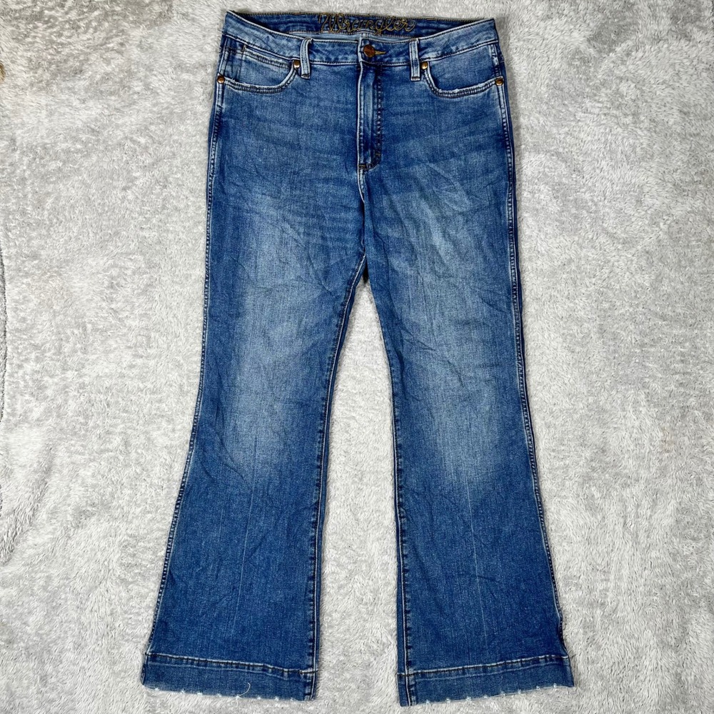 Wrangler Retro Trouser Boot Jeans Medium Wash High Rise Wide Leg Denim 34x31